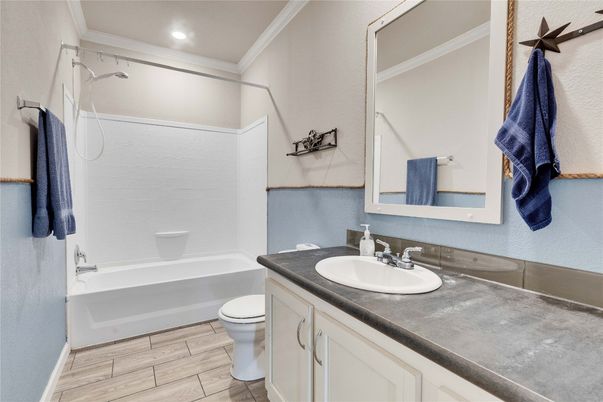 Bathroom, Interior, Recessed Lighting, Wood Texture Flooring