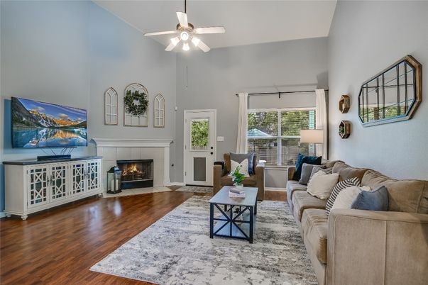 Fireplace, Interior, Living room, Wood Texture Flooring