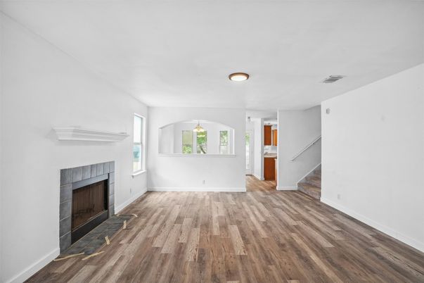 Empty room, Fireplace, Interior, Wood Texture Flooring