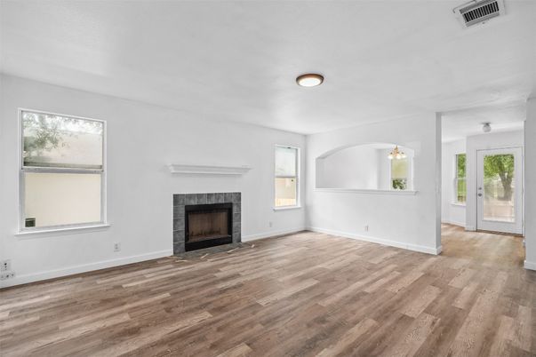 Empty room, Fireplace, Interior, Wood Texture Flooring