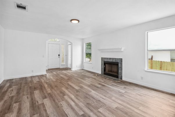 Empty room, Fireplace, Interior, Wood Texture Flooring