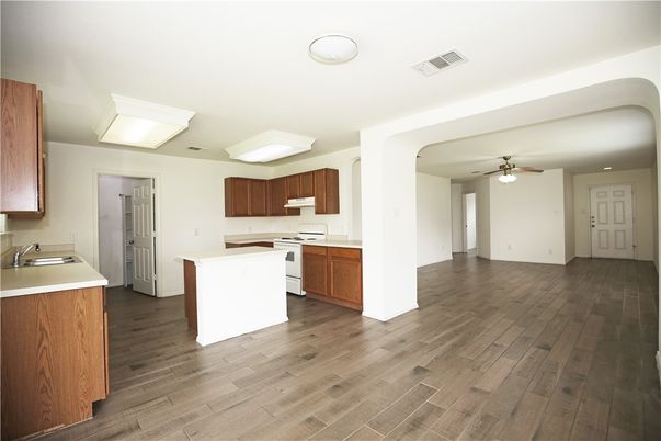 Interior, Kitchen, Recessed Lighting, Wood Texture Flooring