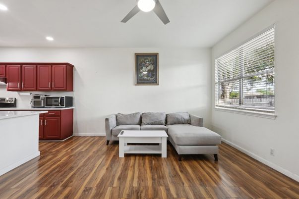 Interior, Kitchen, Recessed Lighting, Wood Texture Flooring