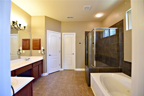 Bathroom, Dual Sink Vanities, Glass Shower, Interior, Recessed Lighting