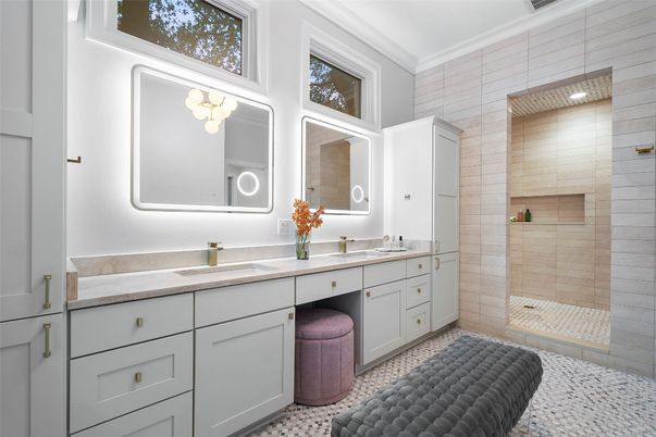 Bathroom, Dual Sink Vanities, Glass Shower, Interior