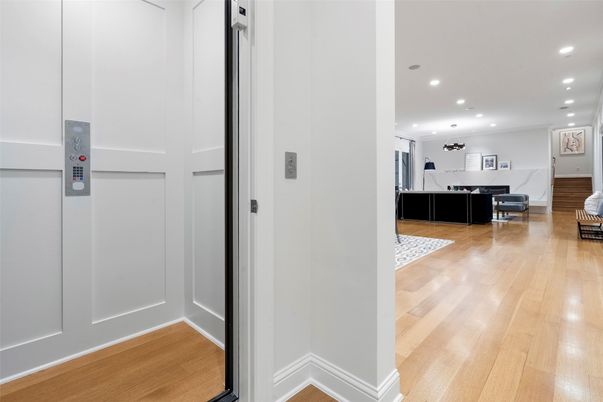 Elevator, Interior, Recessed Lighting, Wood Texture Flooring