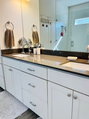 Bathroom, Dual Sink Vanities, Glass Shower, Interior