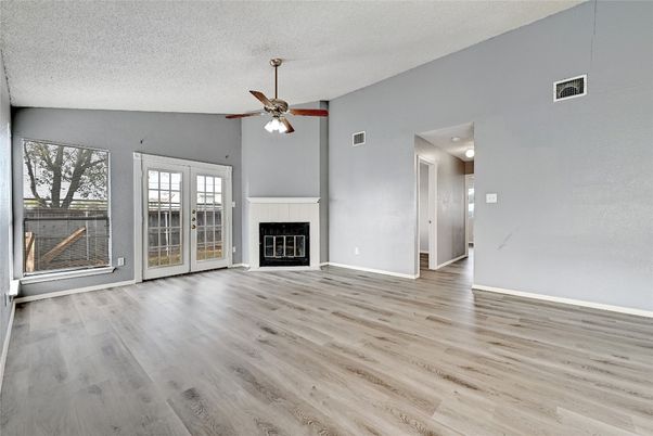 Empty room, Fireplace, Interior, Wood Texture Flooring