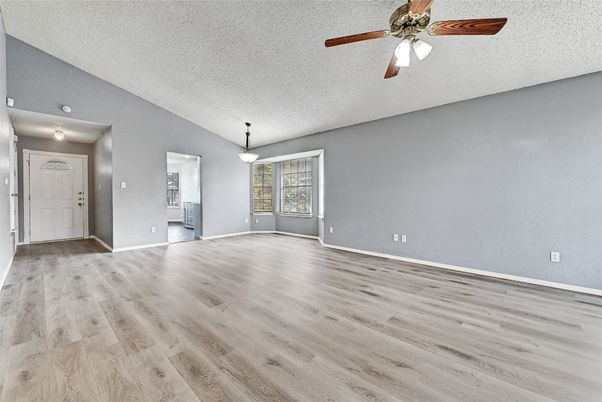 Empty room, Interior, Pendant Lights, Wood Texture Flooring