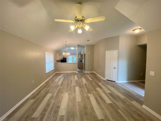 Chandelier, Empty room, Interior, Pendant Lights, Wood Texture Flooring
