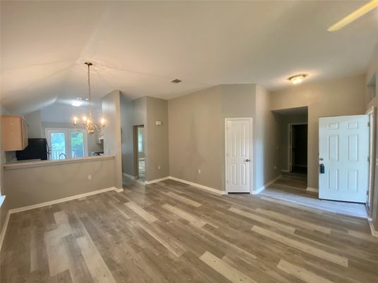Chandelier, Empty room, Interior, Wood Texture Flooring