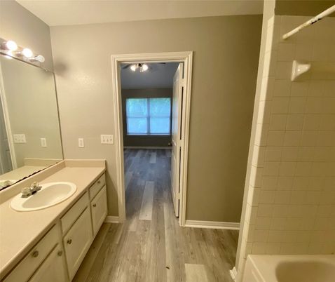 Bathroom, Dual Sink Vanities, Interior, Wood Texture Flooring