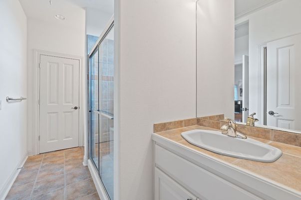 Bathroom, Glass Shower, Interior, Tile Countertops