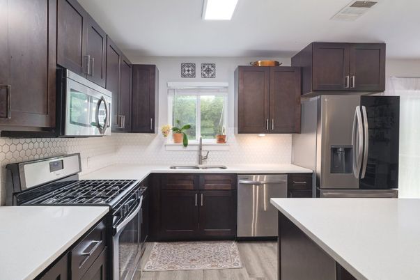 Interior, Kitchen, Stainless Steel Appliances, Wood Texture Flooring