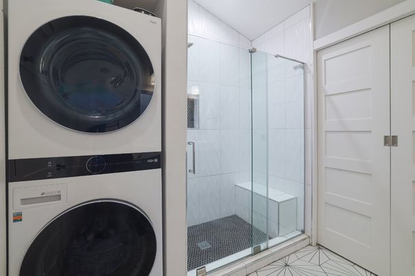 Bathroom, Glass Shower, Interior, Utility Closets, Washer