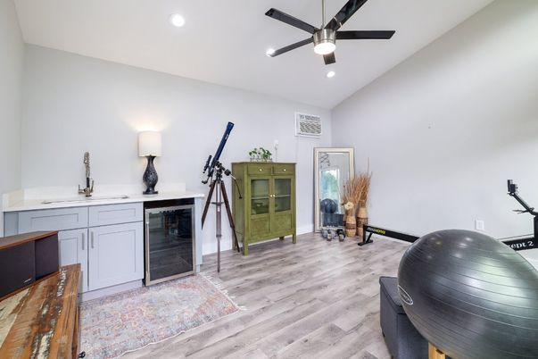 Home Office, Interior, Recessed Lighting, Wood Texture Flooring