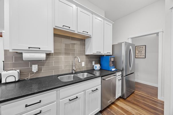 Interior, Kitchen, Stainless Steel Appliances, Wood Texture Flooring