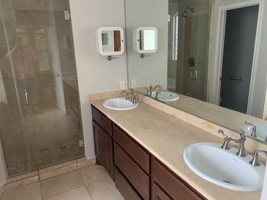 Bathroom, Dual Sink Vanities, Glass Shower, Interior