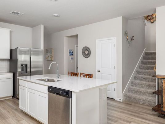 Interior, Kitchen, Stainless Steel Appliances, Wood Texture Flooring
