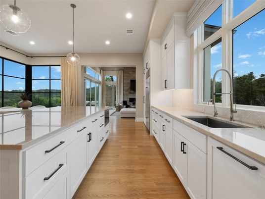 Interior, Kitchen, Pendant Lights, Recessed Lighting, Wood Texture Flooring
