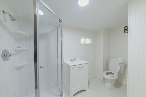 Bathroom, Glass Shower, Interior, Recessed Lighting