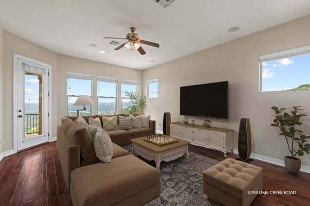 Interior, Living room, Recessed Lighting, Water, Wood Texture Flooring