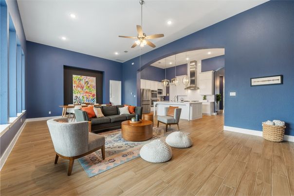 Interior, Kitchen, Living room, Pendant Lights, Recessed Lighting, Stainless Steel Appliances, Wood Texture Flooring
