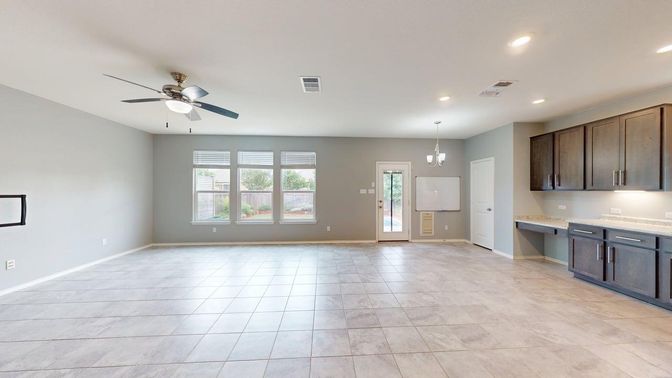 Empty room, Interior, Kitchen, Pendant Lights, Recessed Lighting