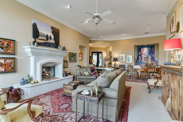 Dining room, Fireplace, Interior, Living room, Recessed Lighting