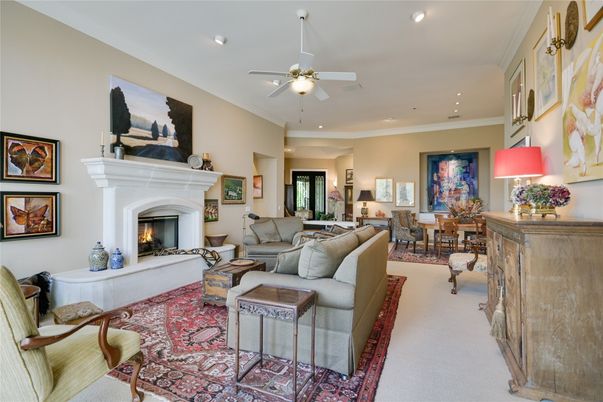 Dining room, Fireplace, Interior, Living room, Recessed Lighting