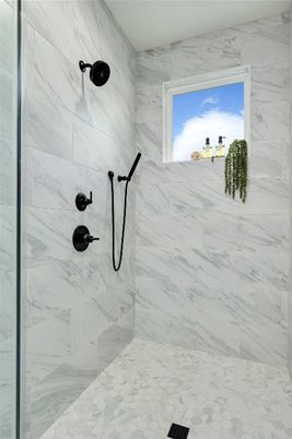 Bathroom, Glass Shower, Interior, Marble Walls