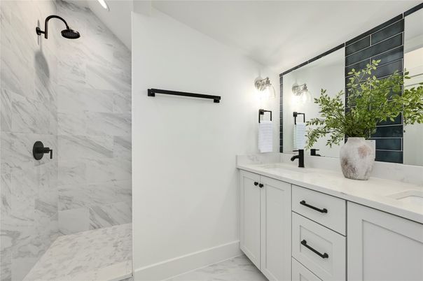 Bathroom, Dual Sink Vanities, Interior, Marble, Marble Walls
