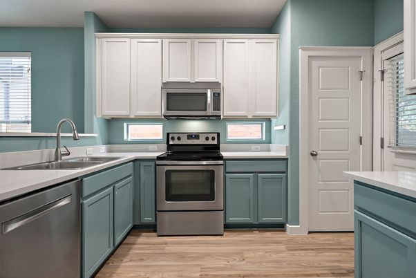 Interior, Kitchen, Stainless Steel Appliances, Wood Texture Flooring