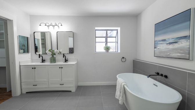Bathroom, Dual Sink Vanities, Free Standing Baths, Interior