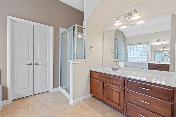 Bathroom, Dual Sink Vanities, Glass Shower, Interior
