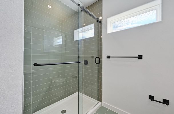 Bathroom, Glass Shower, Interior, Recessed Lighting