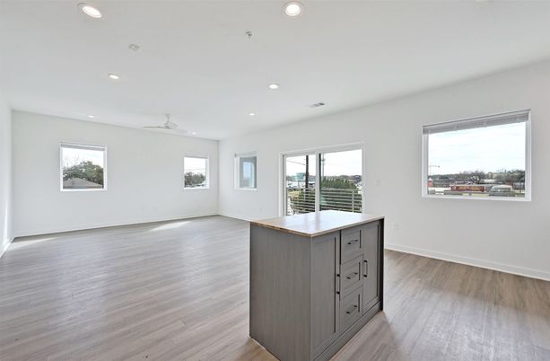 Empty room, Interior, Recessed Lighting, Wood Texture Flooring