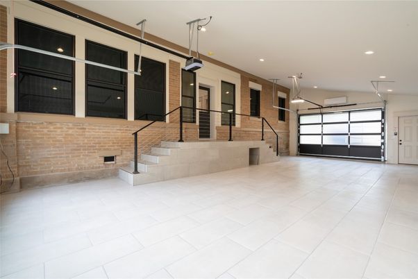 Garage, Interior, Pendant Lights, Recessed Lighting, Stone Walls