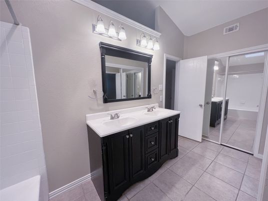Bathroom, Dual Sink Vanities, Glass Shower, Interior