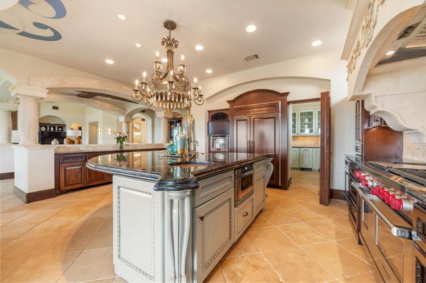 Chandelier, Interior, Kitchen, Recessed Lighting, Stainless Steel Appliances
