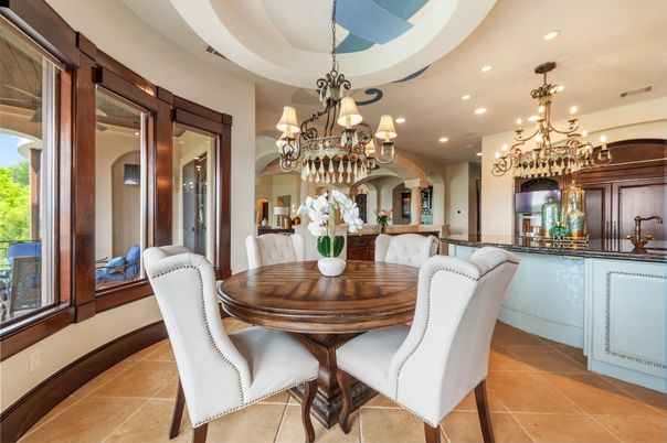 Chandelier, Dining room, Interior, Recessed Lighting