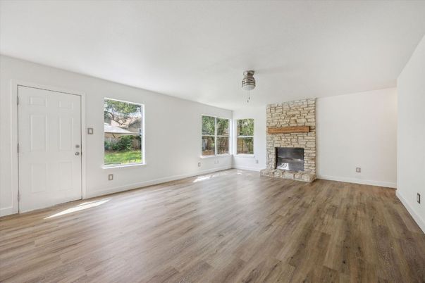 Empty room, Fireplace, Interior, Wood Texture Flooring