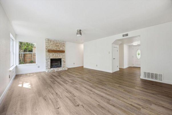 Empty room, Fireplace, Interior, Wood Texture Flooring