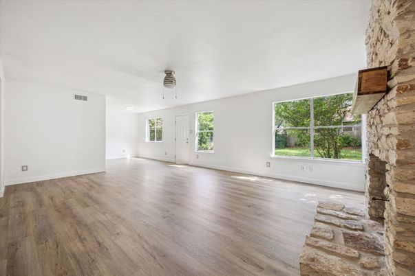 Empty room, Fireplace, Interior, Wood Texture Flooring