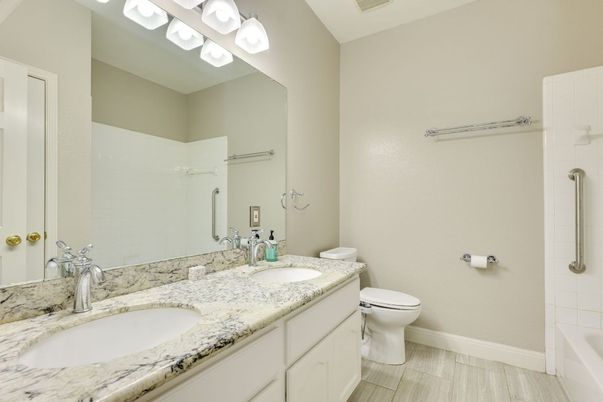 Bathroom, Dual Sink Vanities, Interior, Wood Texture Flooring