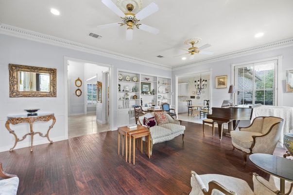 Interior, Living room, Piano, Recessed Lighting, Wood Texture Flooring