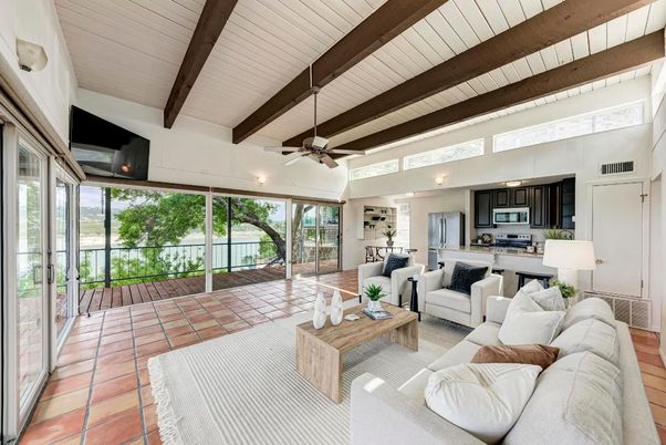 Interior, Kitchen, Living room, Stainless Steel Appliances, Wooden Beams