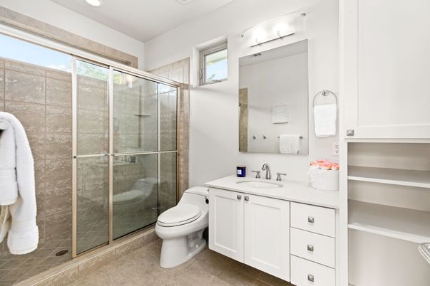 Bathroom, Glass Shower, Interior, Recessed Lighting