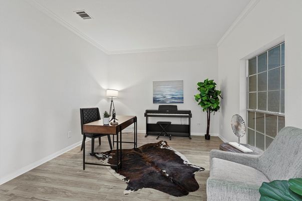 Home Office, Interior, Piano, Wood Texture Flooring