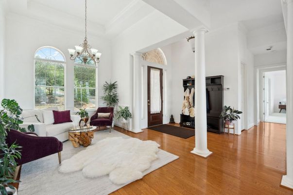 Chandelier, Interior, Living room, Wood Texture Flooring